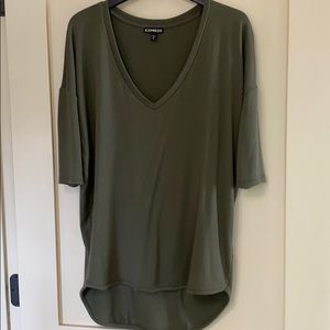 Express V-neck Green Top